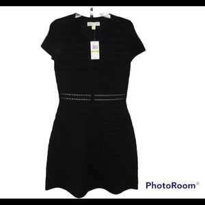 NWT Michael Michael Kors Sheer & Cut Out Black Body Con Dress Size M
